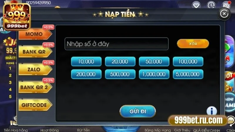 Nạp Tiền 999BET Nhanh Chóng Qua Các Hình Thức Hỗ Trợ 1 Hướng dẫn nạp tiền 999BET siêu nhanh, đơn giản