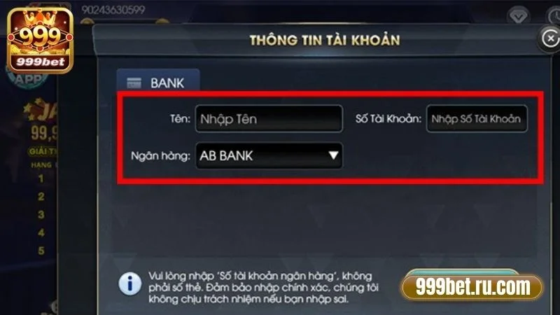Rút Tiền 999BET - Thao Tác Đơn Giản, Nhanh Chóng 2 Lưu ý khi rút tiền 999BET qua ngân hàng